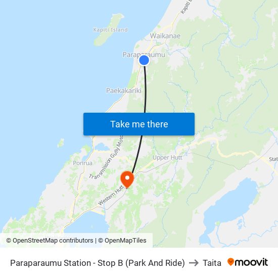 Paraparaumu Station - Stop B (Park And Ride) to Taita map