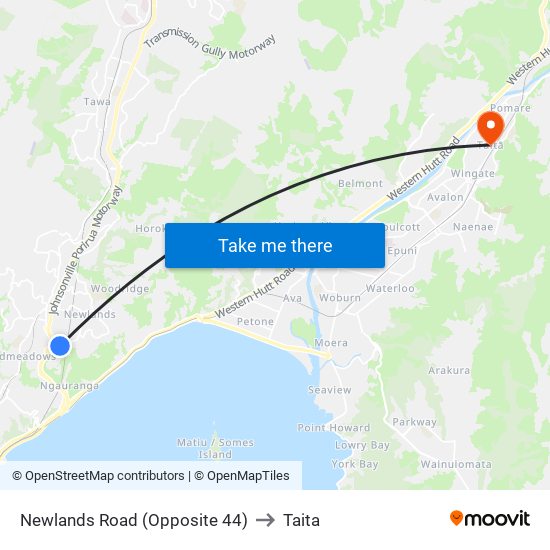 Newlands Road (Opposite 44) to Taita map