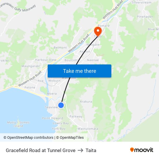 Gracefield Road at Tunnel Grove to Taita map