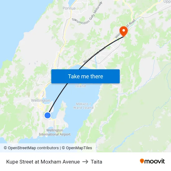 Kupe Street at Moxham Avenue to Taita map