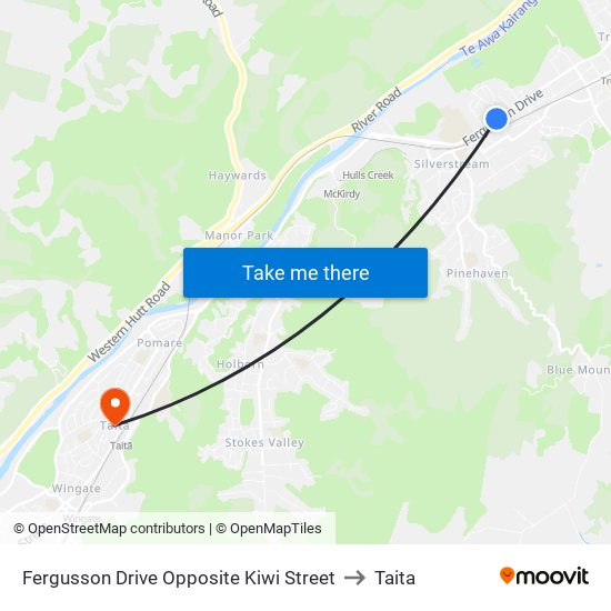 Fergusson Drive Opposite Kiwi Street to Taita map