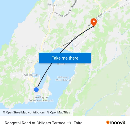 Rongotai Road at Childers Terrace to Taita map