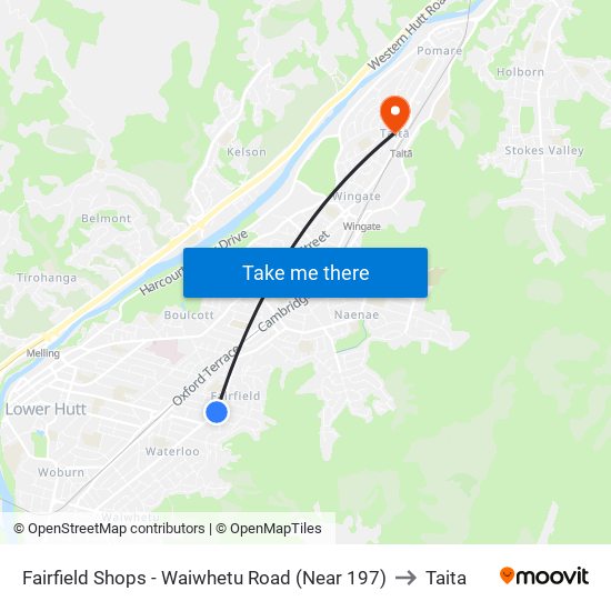 Fairfield Shops - Waiwhetu Road (Near 197) to Taita map