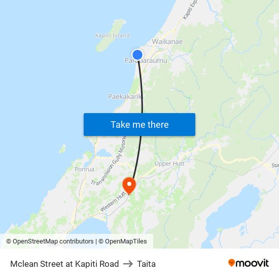 Mclean Street at Kapiti Road to Taita map