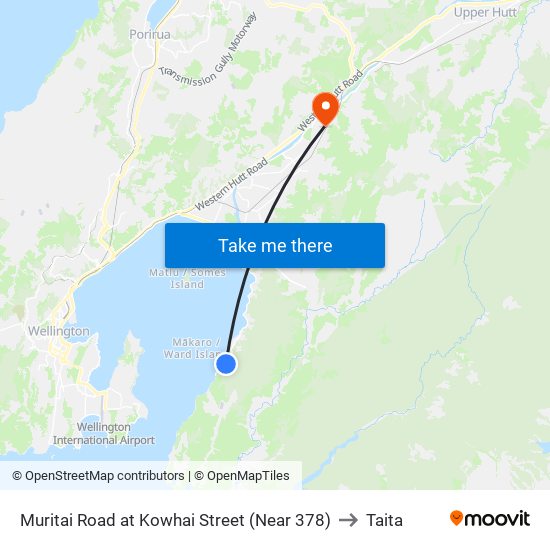 Muritai Road at Kowhai Street (Near 378) to Taita map