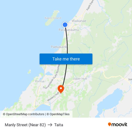 Manly Street (Near 82) to Taita map