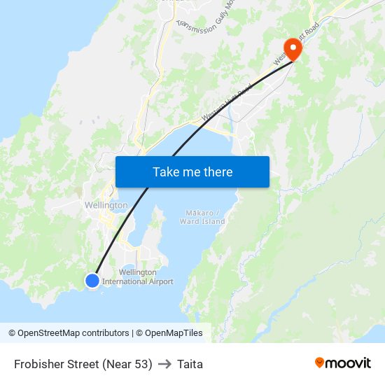 Frobisher Street (Near 53) to Taita map