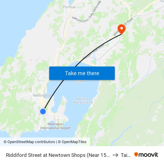 Riddiford Street at Newtown Shops (Near 157) to Taita map