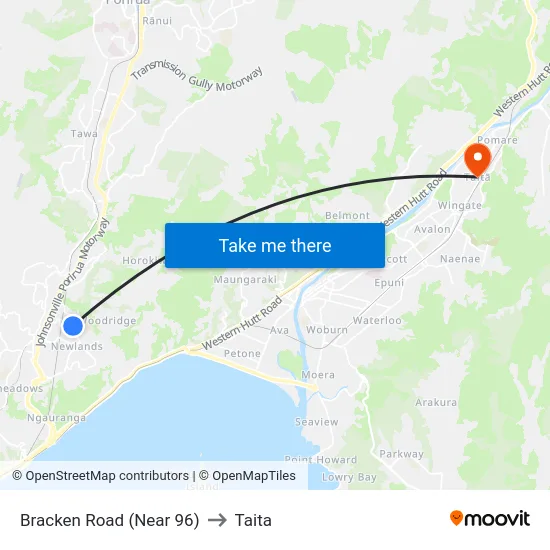 Bracken Road (Near 96) to Taita map