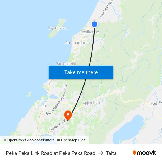 Peka Peka Link Road at Peka Peka Road to Taita map