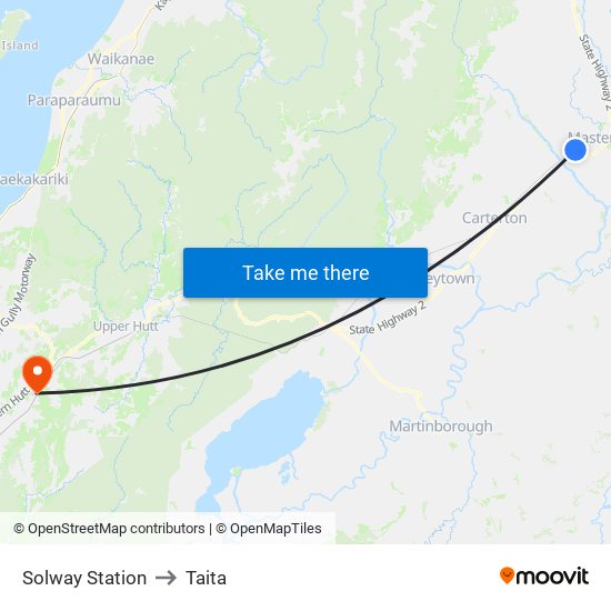 Solway Station to Taita map