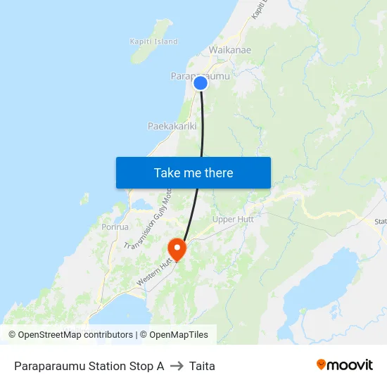 Paraparaumu Station Stop A to Taita map
