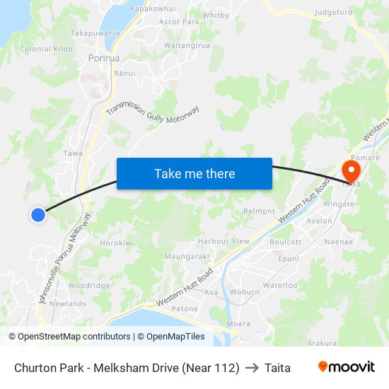 Churton Park - Melksham Drive (Near 112) to Taita map