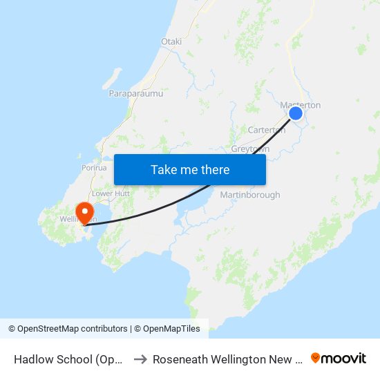 Hadlow School (Opposite) to Roseneath Wellington New Zealand map