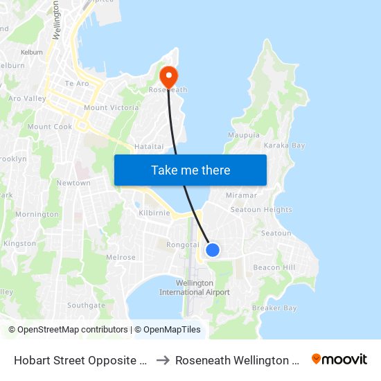 Hobart Street Opposite Kedah Street to Roseneath Wellington New Zealand map
