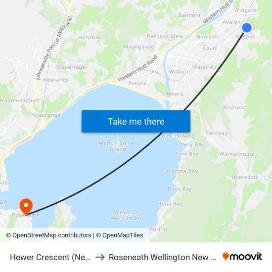 Hewer Crescent (Near 67) to Roseneath Wellington New Zealand map