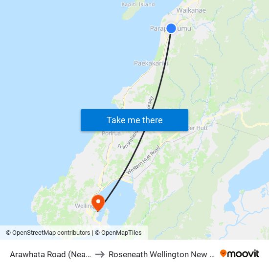 Arawhata Road (Near 104) to Roseneath Wellington New Zealand map