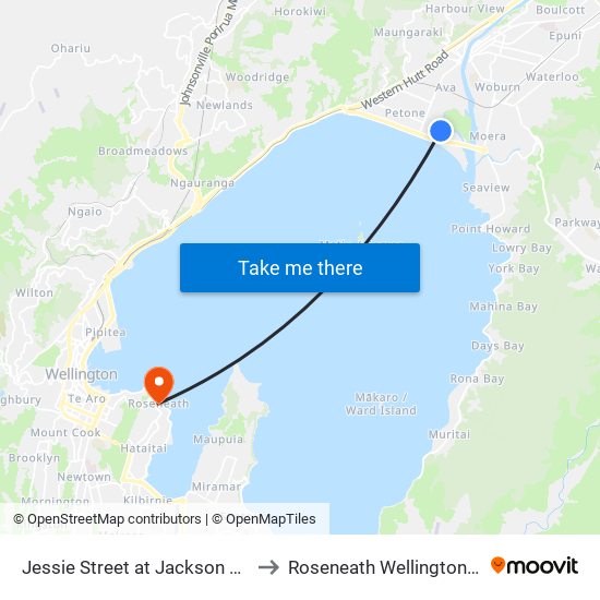 Jessie Street at Jackson Street (Near 26) to Roseneath Wellington New Zealand map