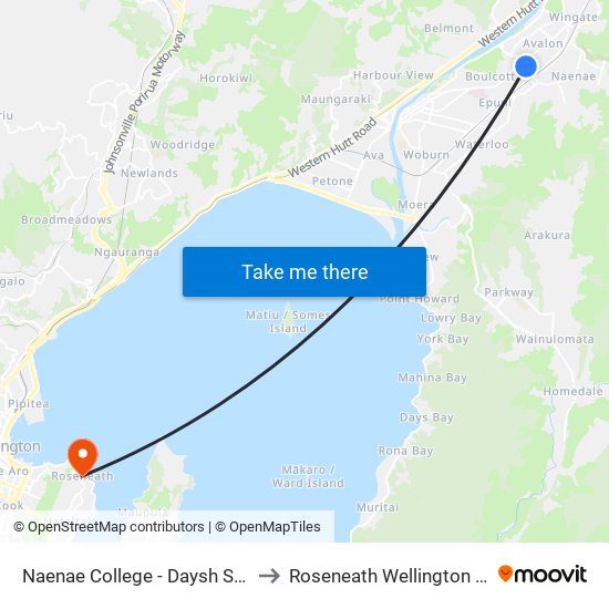 Naenae College - Daysh Street (Near 26) to Roseneath Wellington New Zealand map