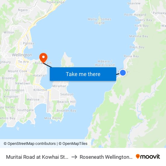 Muritai Road at Kowhai Street (Near 378) to Roseneath Wellington New Zealand map