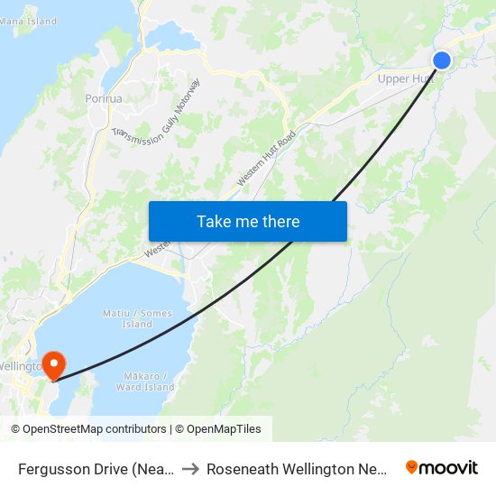 Fergusson Drive (Near 1242) to Roseneath Wellington New Zealand map