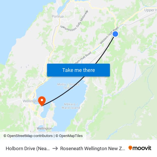 Holborn Drive (Near 75) to Roseneath Wellington New Zealand map