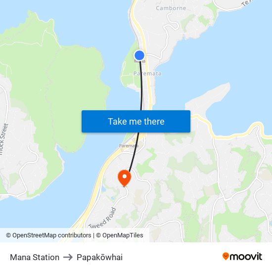 Mana Station to Papakōwhai map