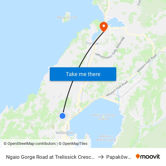 Ngaio Gorge Road at Trelissick Crescent to Papakōwhai map