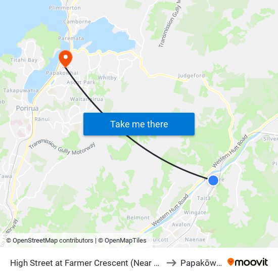 High Street at Farmer Crescent (Near 1341) to Papakōwhai map