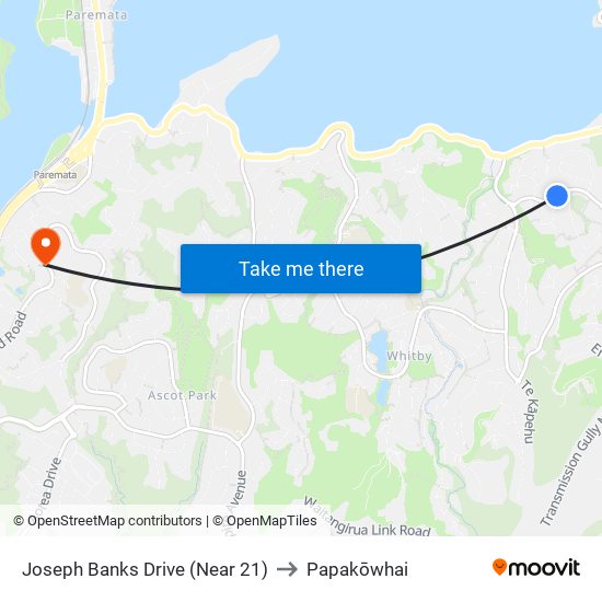 Joseph Banks Drive (Near 21) to Papakōwhai map