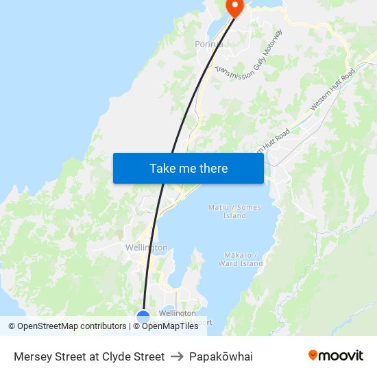 Mersey Street at Clyde Street to Papakōwhai map