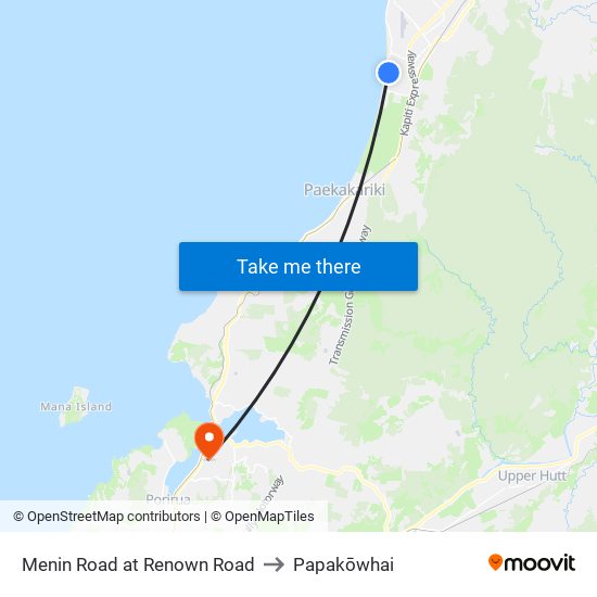 Menin Road at Renown Road to Papakōwhai map