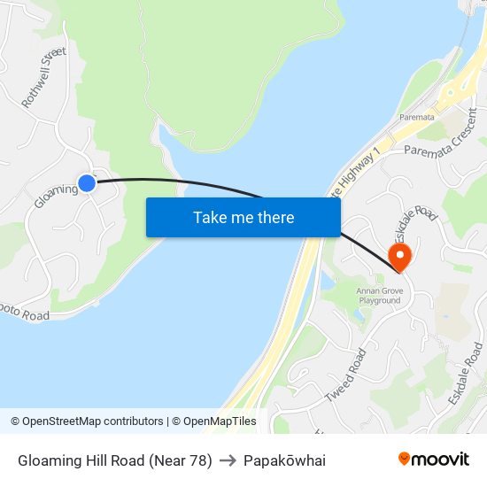 Gloaming Hill Road (Near 78) to Papakōwhai map