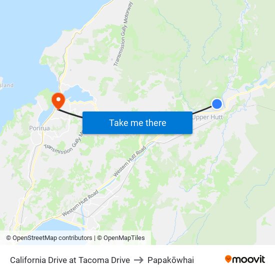 California Drive at Tacoma Drive to Papakōwhai map