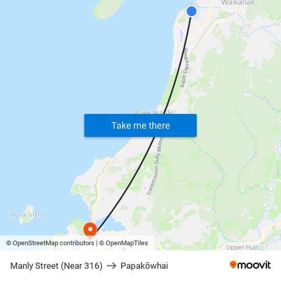 Manly Street (Near 316) to Papakōwhai map