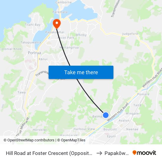 Hill Road at Foster Crescent (Opposite 50) to Papakōwhai map