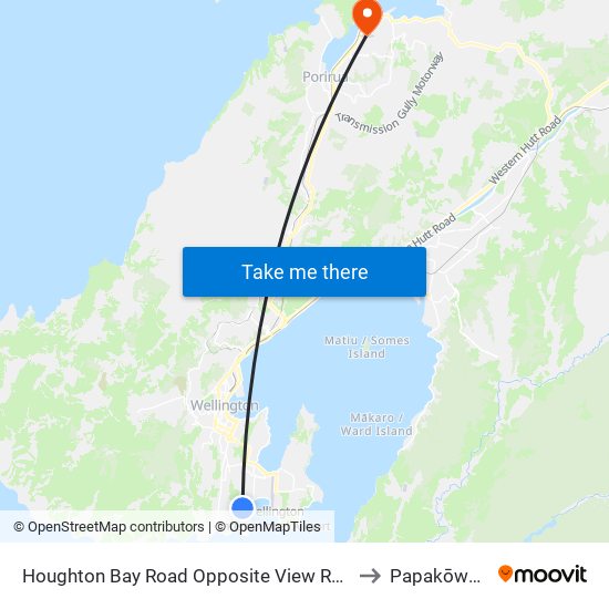 Houghton Bay Road Opposite View Road to Papakōwhai map