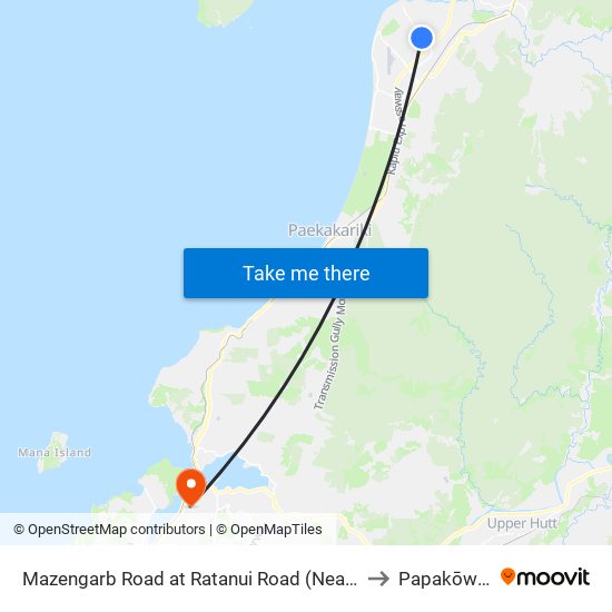 Mazengarb Road at Ratanui Road (Near 209) to Papakōwhai map