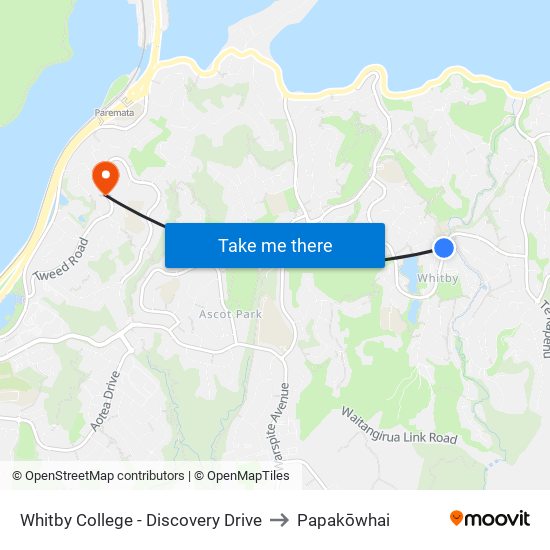 Whitby College - Discovery Drive to Papakōwhai map