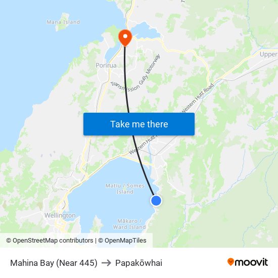 Mahina Bay (Near 445) to Papakōwhai map