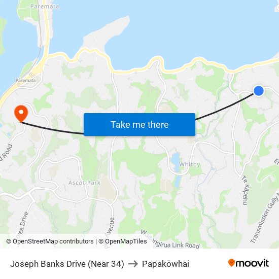 Joseph Banks Drive (Near 34) to Papakōwhai map