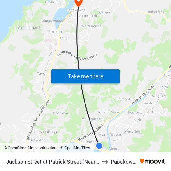 Jackson Street at Patrick Street (Near 389) to Papakōwhai map