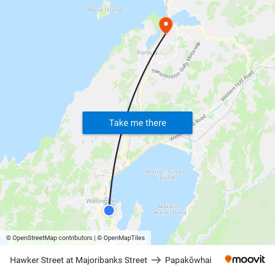 Hawker Street at Majoribanks Street to Papakōwhai map