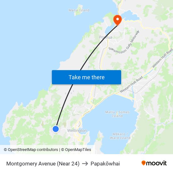 Montgomery Avenue (Near 24) to Papakōwhai map