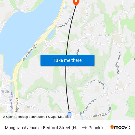 Mungavin Avenue at Bedford Street (Near 200) to Papakōwhai map