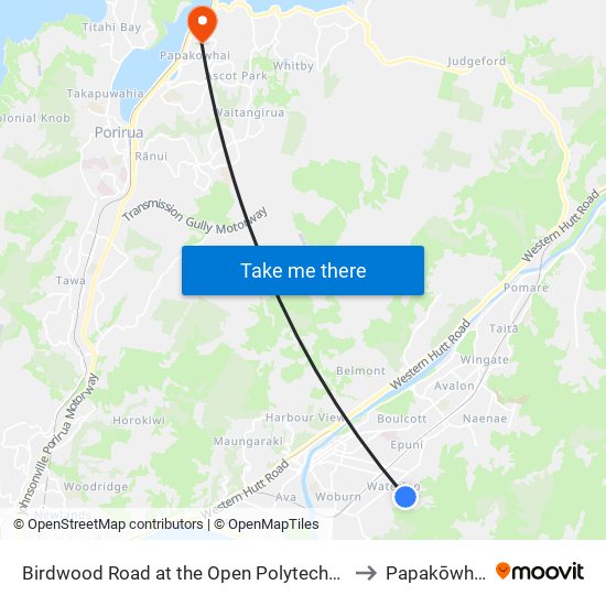 Birdwood Road at the Open Polytechnic to Papakōwhai map