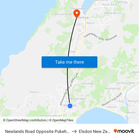 Newlands Road Opposite Pukehuia Park to Elsdon New Zealand map