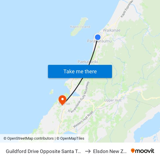 Guildford Drive Opposite Santa Teresa Court to Elsdon New Zealand map