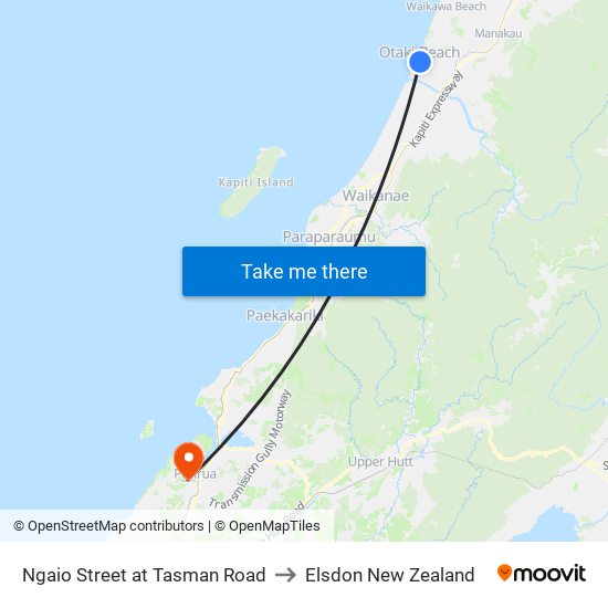 Ngaio Street at Tasman Road to Elsdon New Zealand map