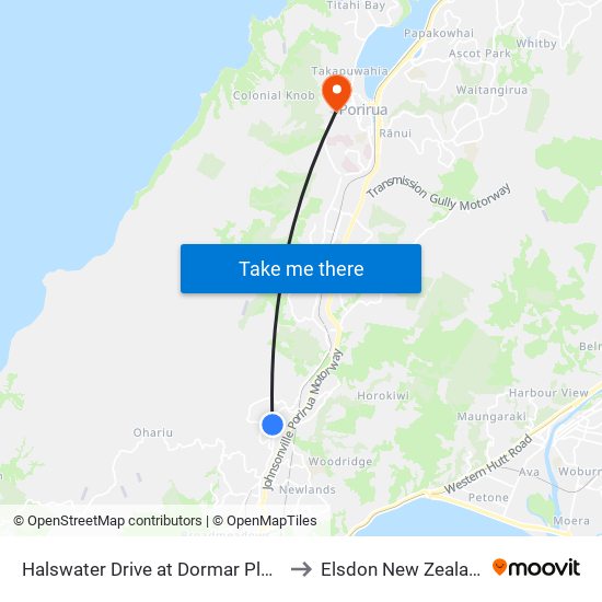 Halswater Drive at Dormar Place to Elsdon New Zealand map